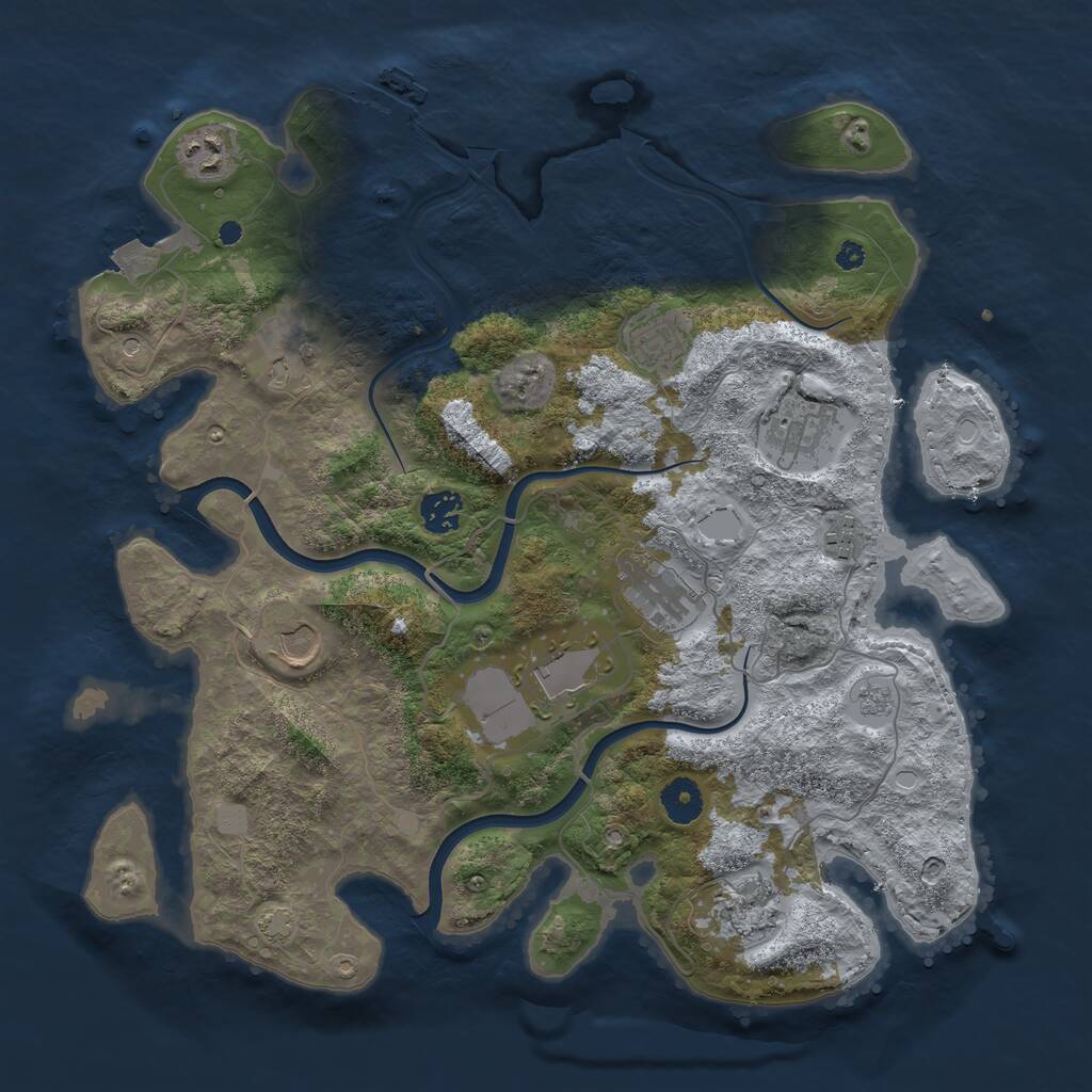 Rust Map: Procedural Map, Size: 3800, Seed: 2094406910, 15 Monuments