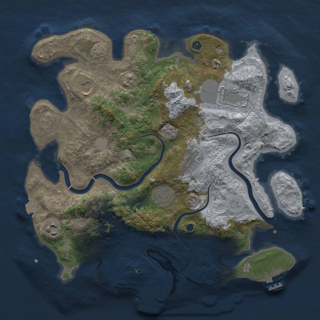Rust Map: Procedural Map, Size: 3500, Seed: 1976591483, 12 Monuments