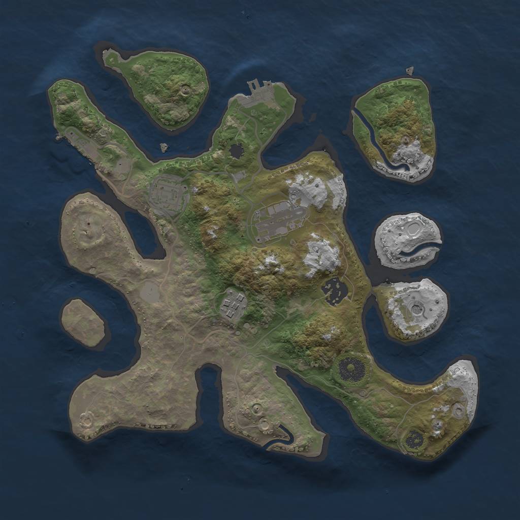 Rust Map: Procedural Map, Size: 3000, Seed: 25717, 12 Monuments