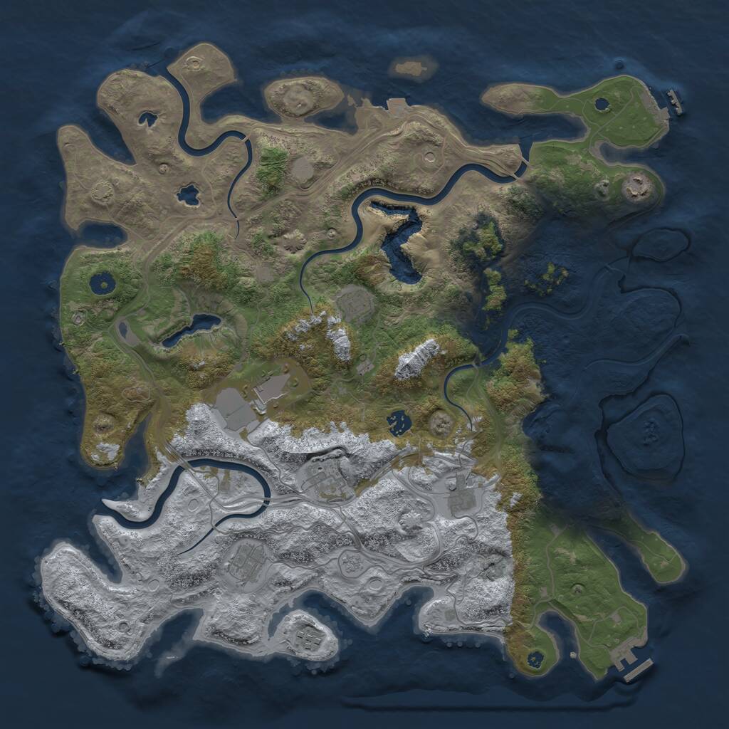 Rust Map: Procedural Map, Size: 4500, Seed: 1863832409, 14 Monuments