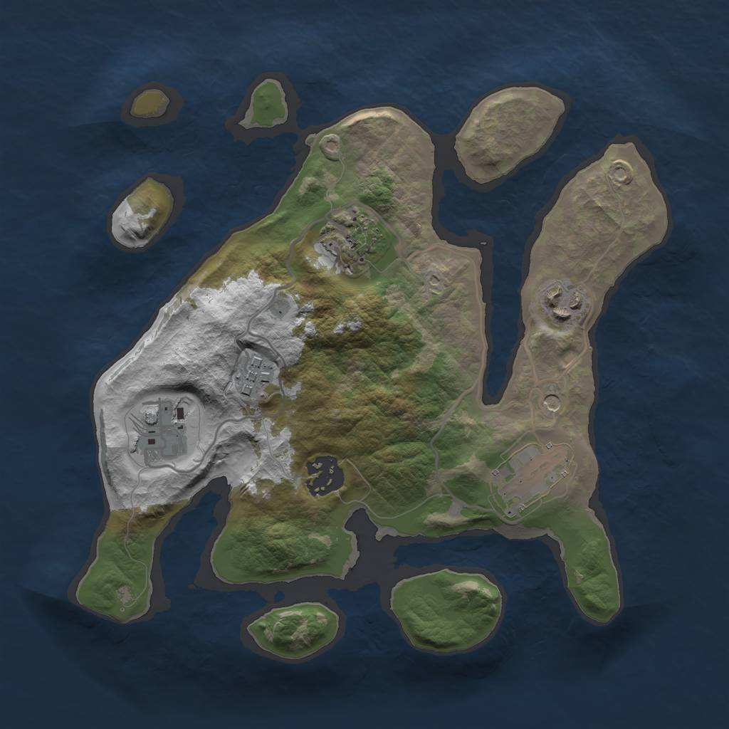 Rust Map: Barren, Size: 2750, Seed: 6161257, 9 Monuments