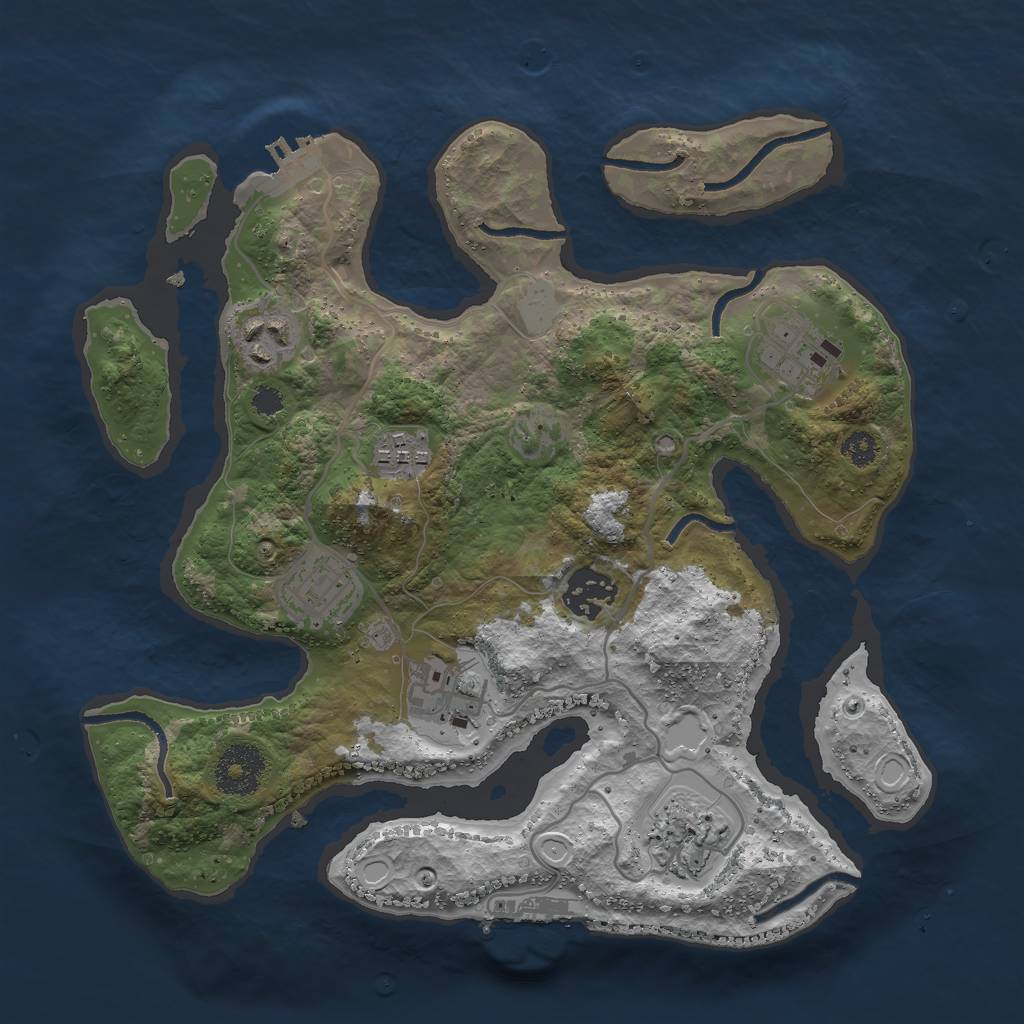 Rust Map: Procedural Map, Size: 3000, Seed: 967541, 14 Monuments