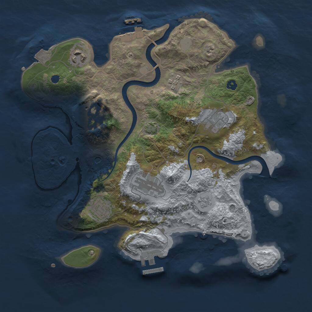 Rust Map: Procedural Map, Size: 3000, Seed: 746461, 12 Monuments