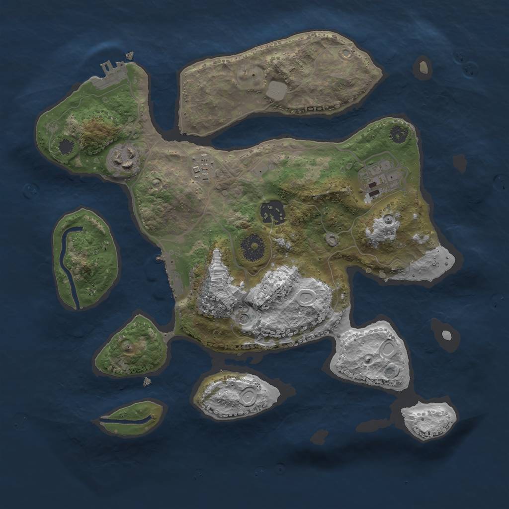 Rust Map: Procedural Map, Size: 3000, Seed: 746461, 12 Monuments