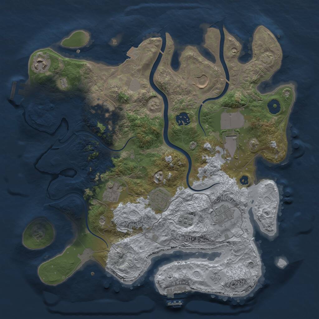 Rust Map: Procedural Map, Size: 3500, Seed: 614117798, 15 Monuments