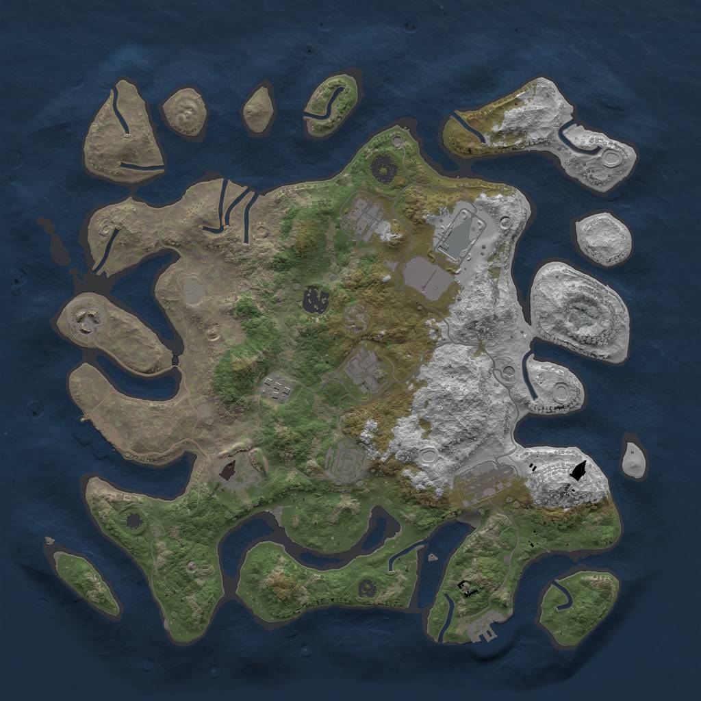 Rust Map: Procedural Map, Size: 3850, Seed: 172154663, 17 Monuments