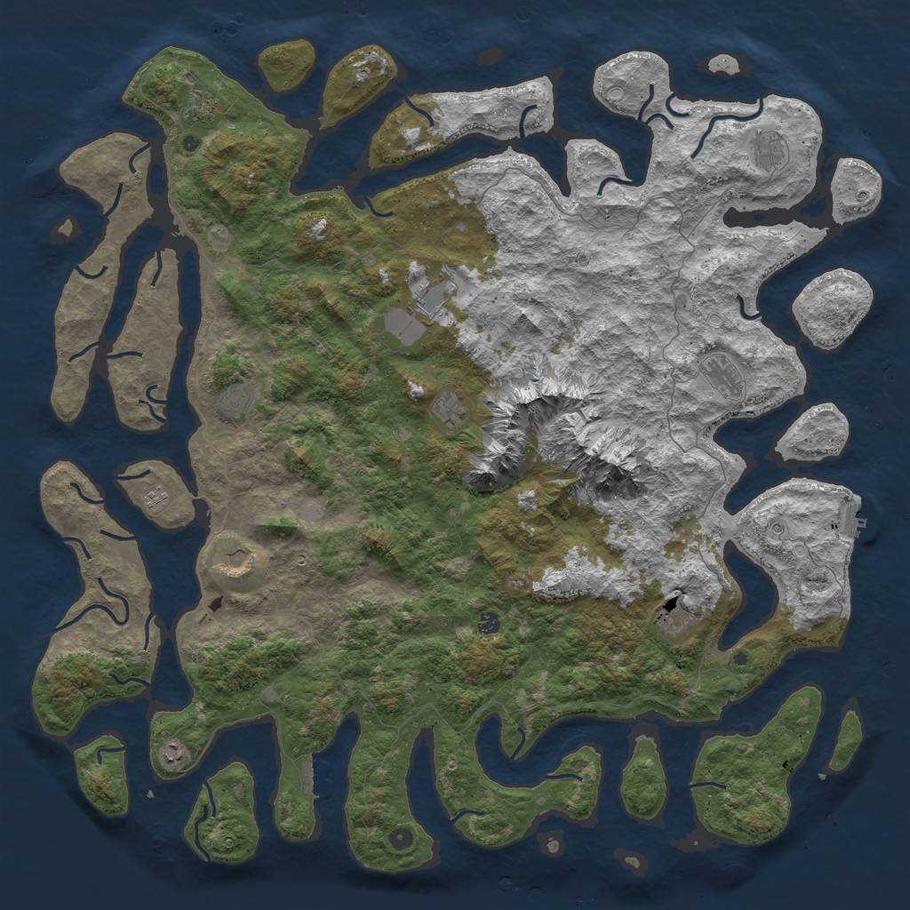 Rust Map: Procedural Map, Size: 6000, Seed: 7646952, 19 Monuments