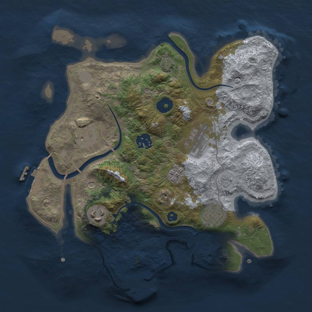 Rust Map: Procedural Map, Size: 3000, Seed: 648639, 12 Monuments