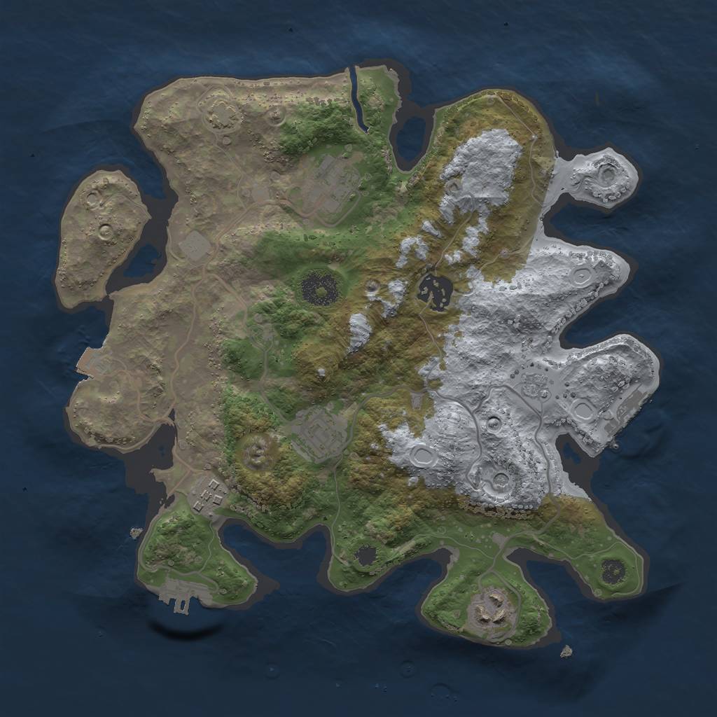 Rust Map: Procedural Map, Size: 3000, Seed: 680156, 13 Monuments