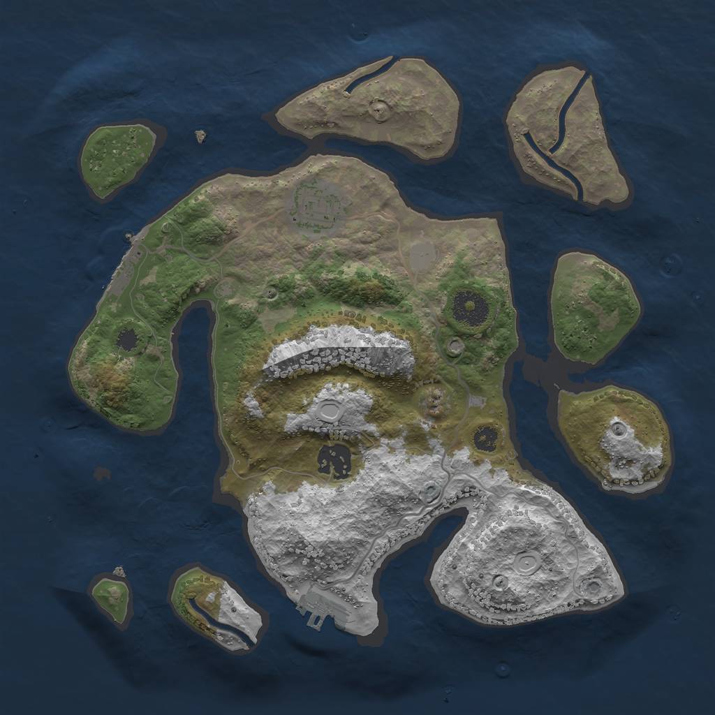 Rust Map: Procedural Map, Size: 3000, Seed: 823597, 9 Monuments