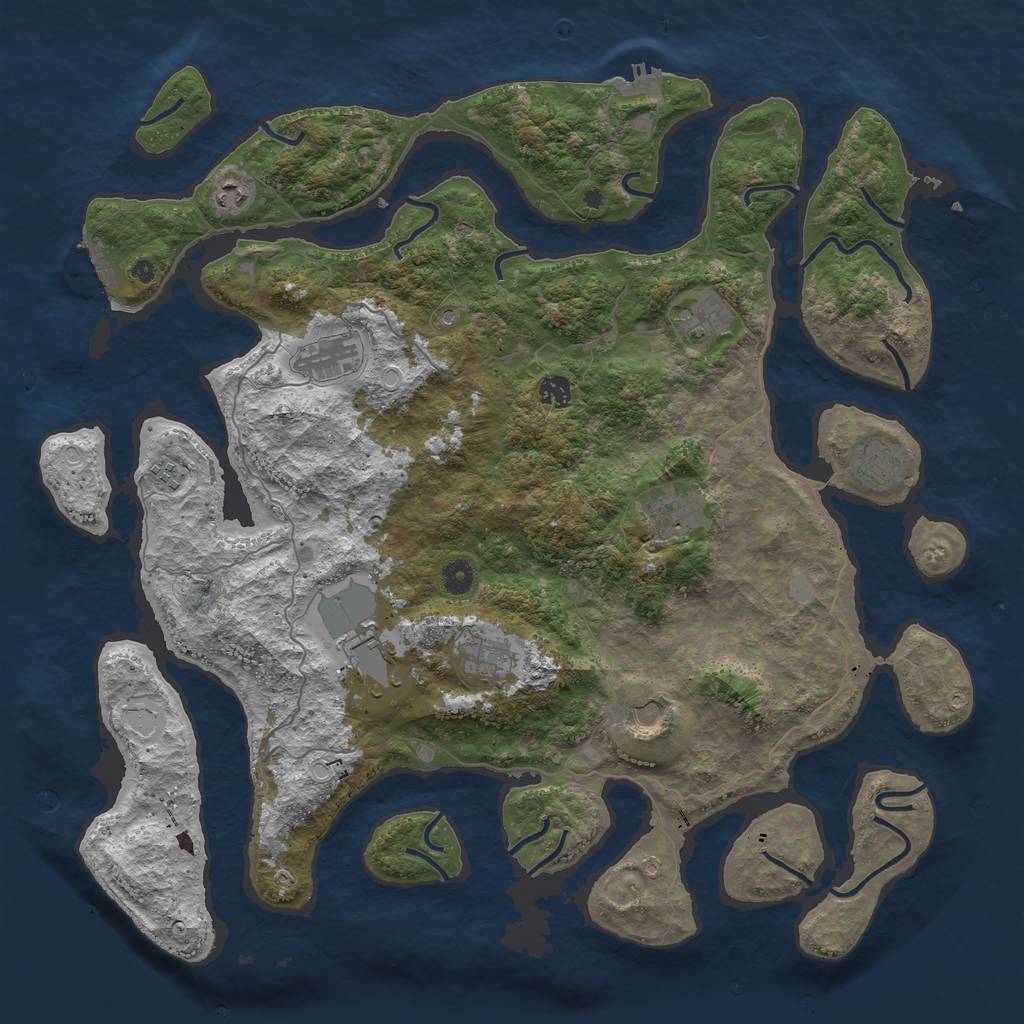 Rust Map: Procedural Map, Size: 4700, Seed: 1000, 18 Monuments