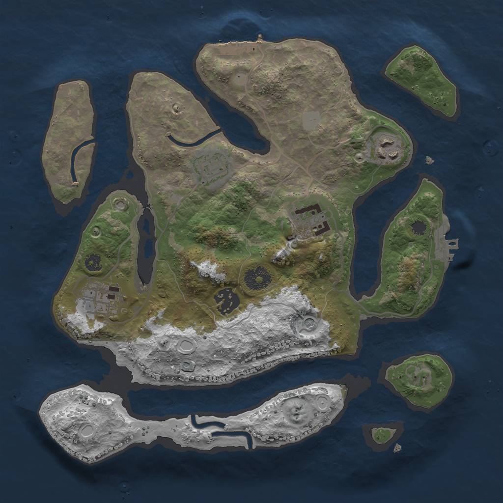 Rust Map: Procedural Map, Size: 3000, Seed: 907875, 13 Monuments
