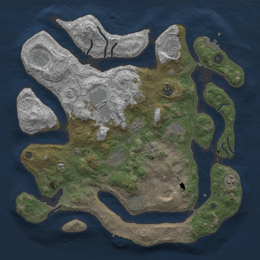 Rust Map: Procedural Map, Size: 4000, Seed: 343806779, 18 Monuments