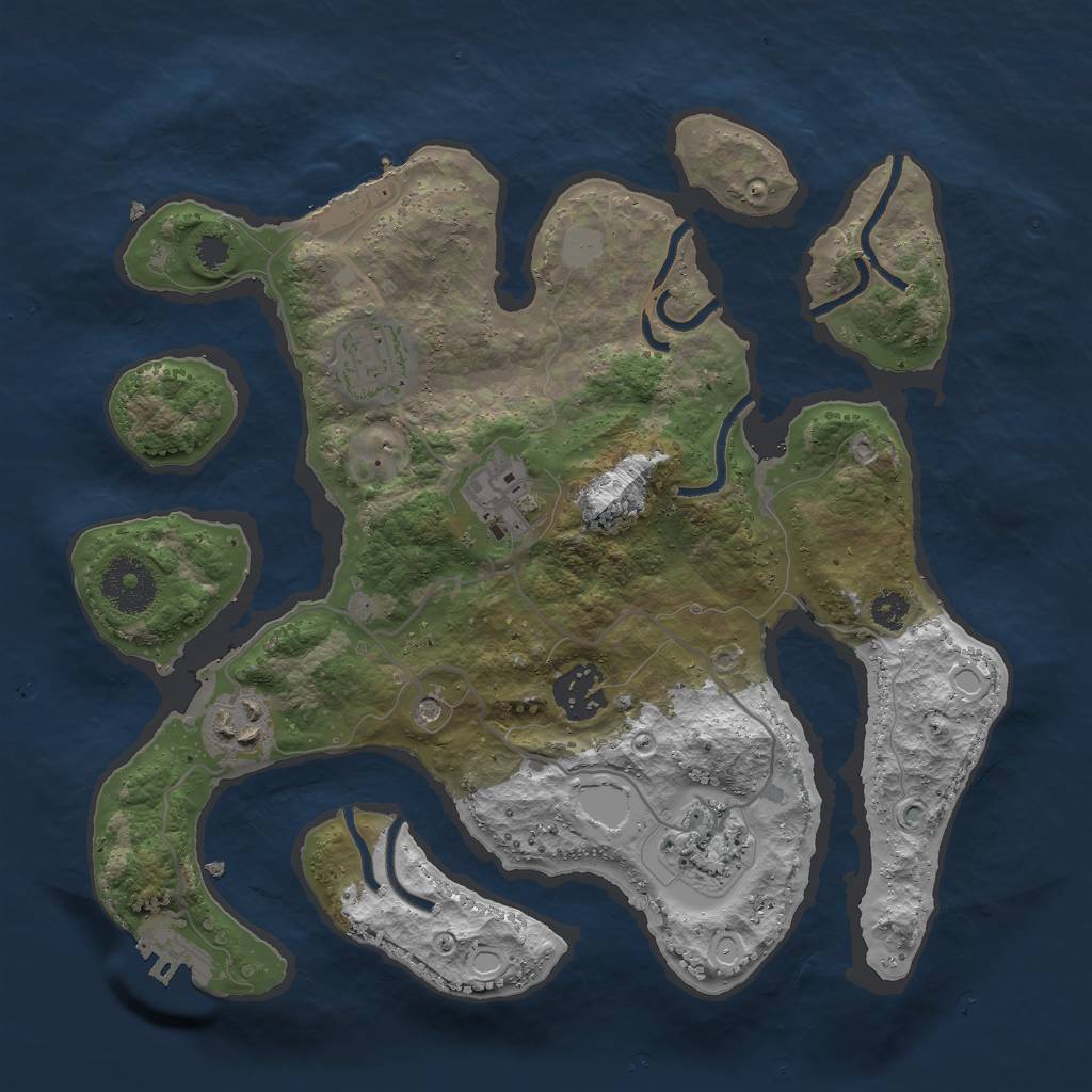 Rust Map: Procedural Map, Size: 3000, Seed: 974065, 13 Monuments