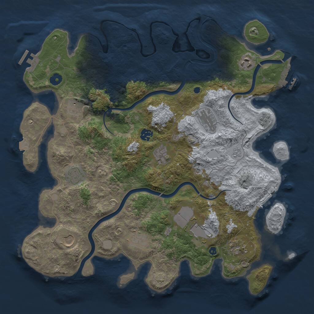 Rust Map: Procedural Map, Size: 3950, Seed: 1289313094, 17 Monuments