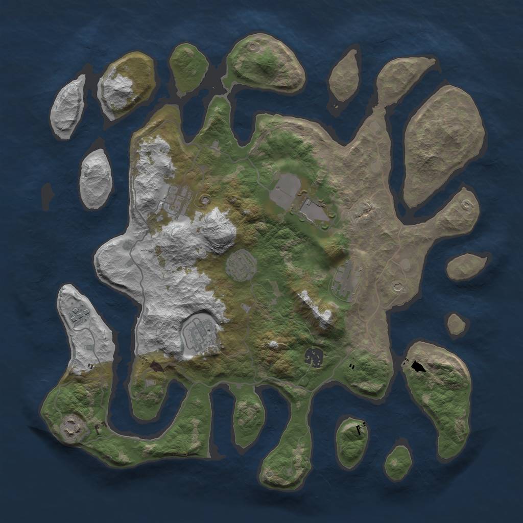 Rust Map: Barren, Size: 4000, Seed: 11221, 11 Monuments