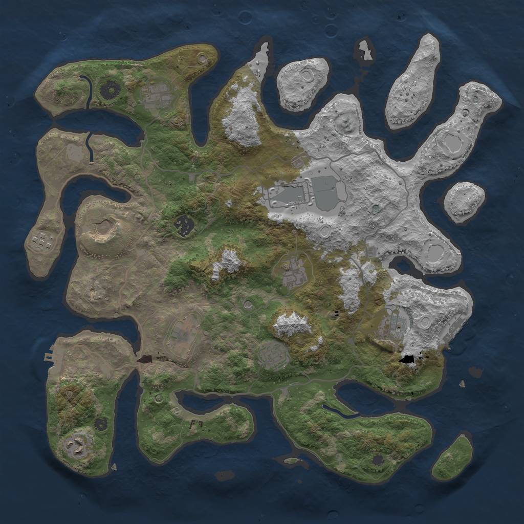 Rust Map: Procedural Map, Size: 4000, Seed: 2059812250, 18 Monuments