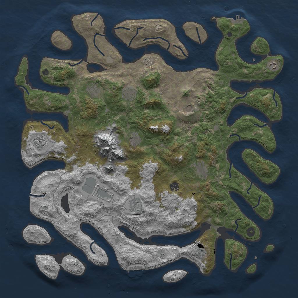 Rust Map: Procedural Map, Size: 5000, Seed: 2117363439, 19 Monuments