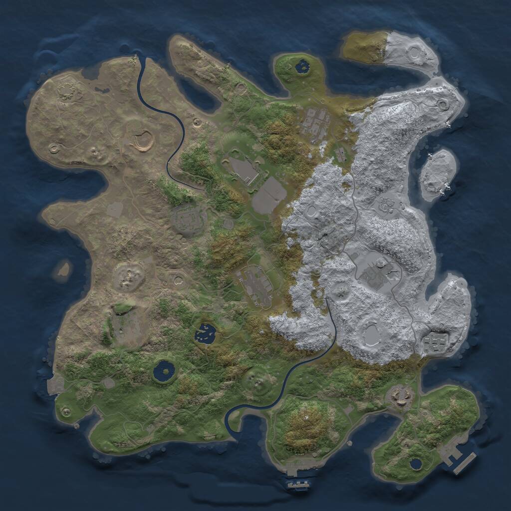Rust Map: Procedural Map, Size: 3700, Seed: 981119523, 16 Monuments