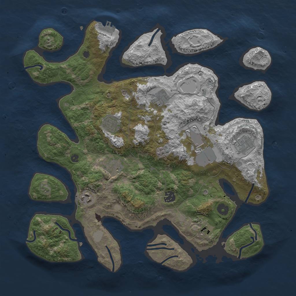 Rust Map: Procedural Map, Size: 3800, Seed: 216787955, 16 Monuments