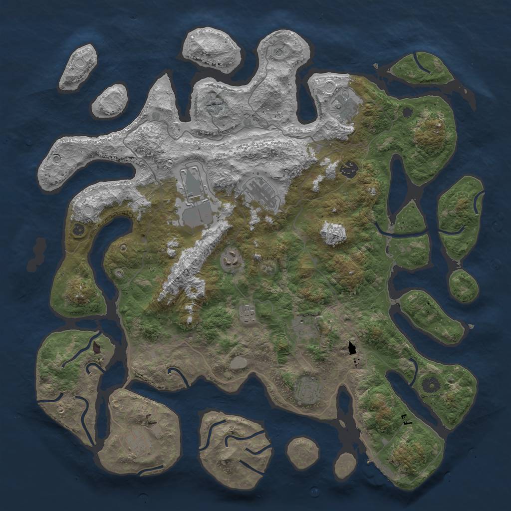 Rust Map: Procedural Map, Size: 4500, Seed: 22165493, 16 Monuments