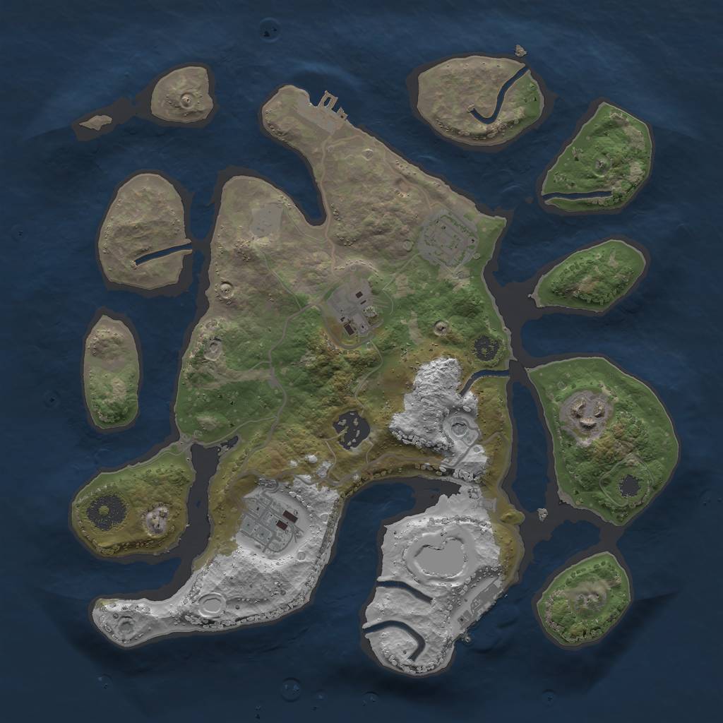 Rust Map: Procedural Map, Size: 3000, Seed: 781228, 13 Monuments