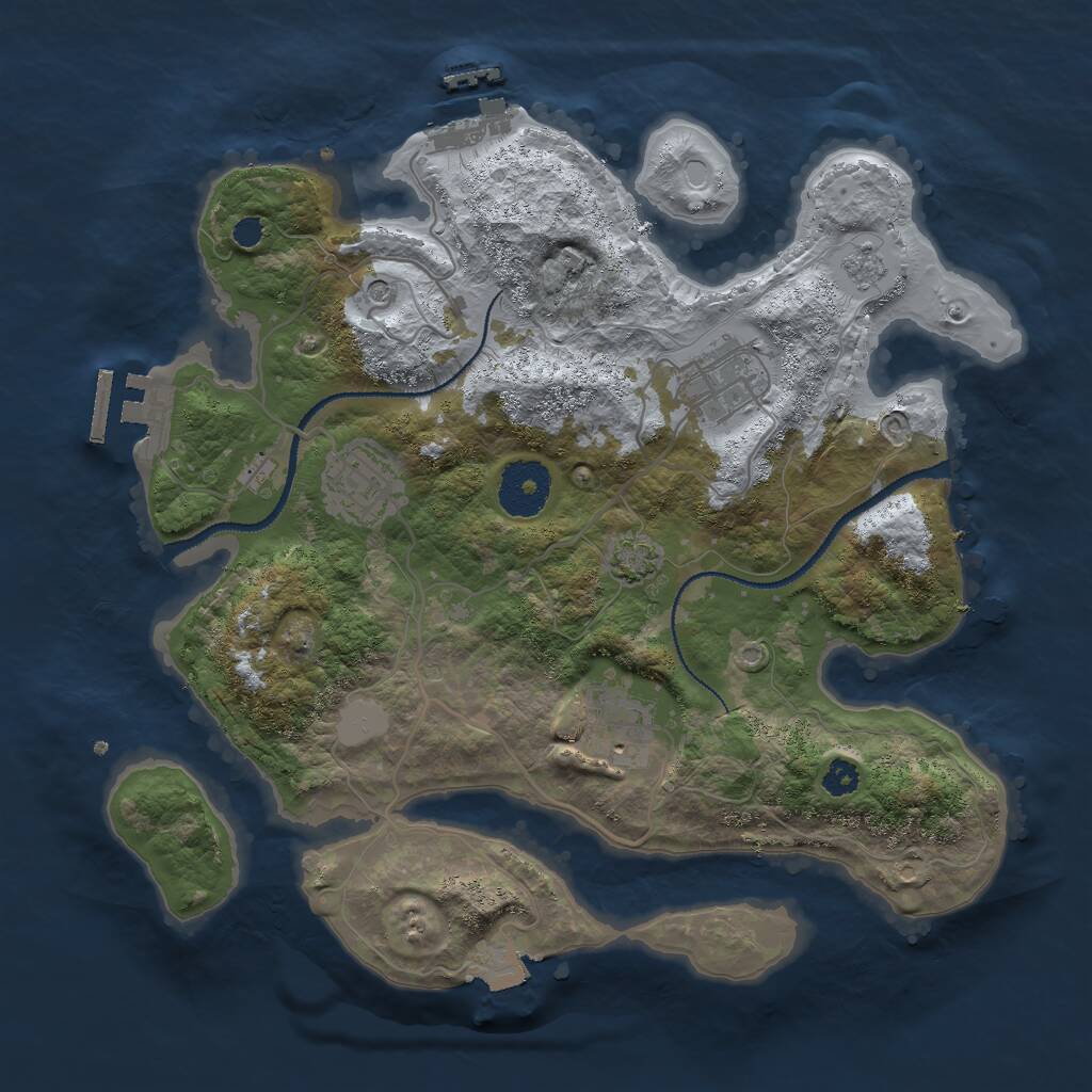 Rust Map: Procedural Map, Size: 3000, Seed: 529025, 9 Monuments