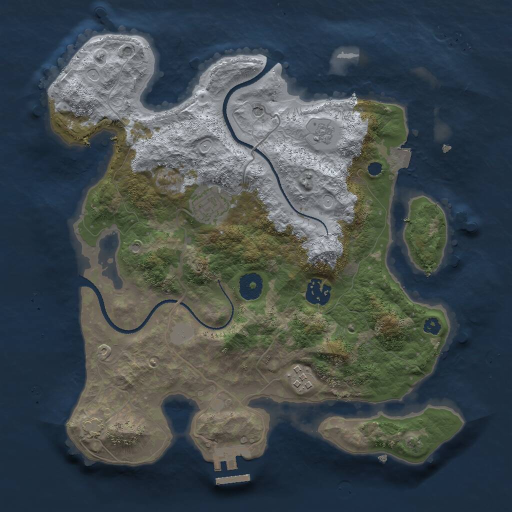 Rust Map: Procedural Map, Size: 3000, Seed: 780362, 8 Monuments