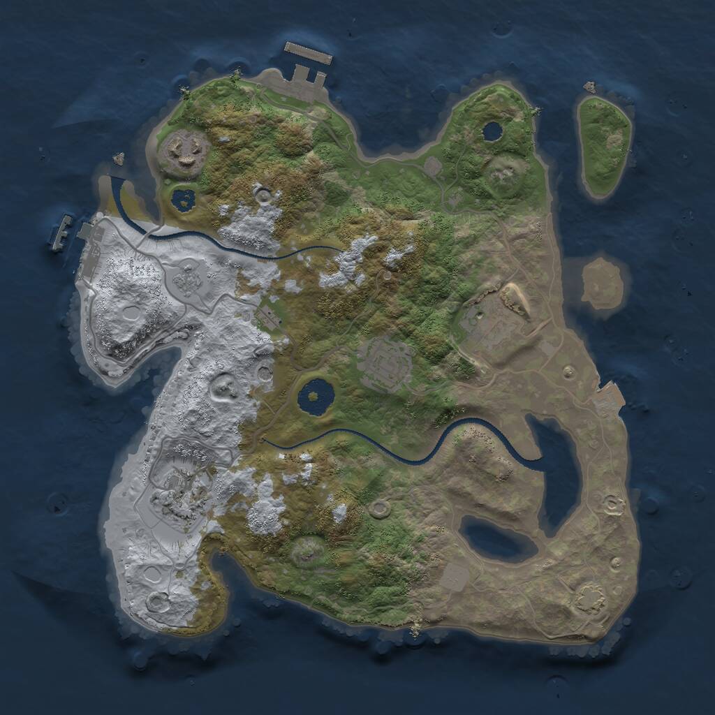 Rust Map: Procedural Map, Size: 3000, Seed: 642242, 10 Monuments