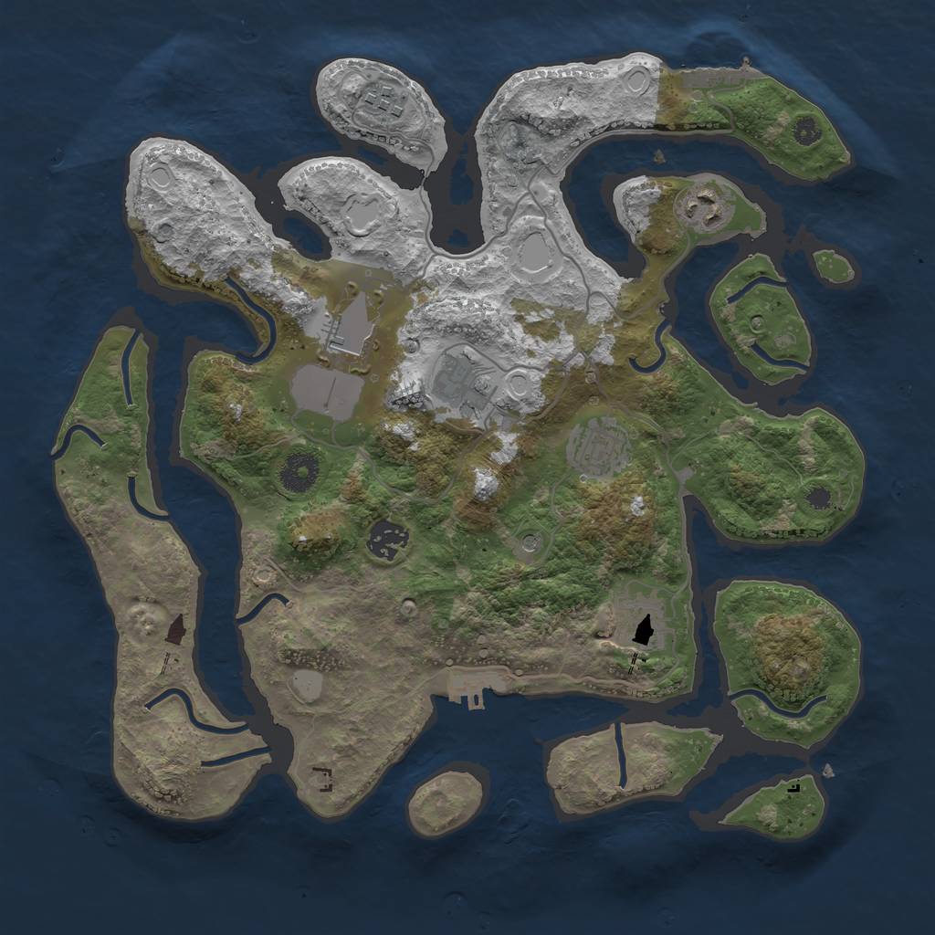 Rust Map: Procedural Map, Size: 3550, Seed: 808592, 15 Monuments