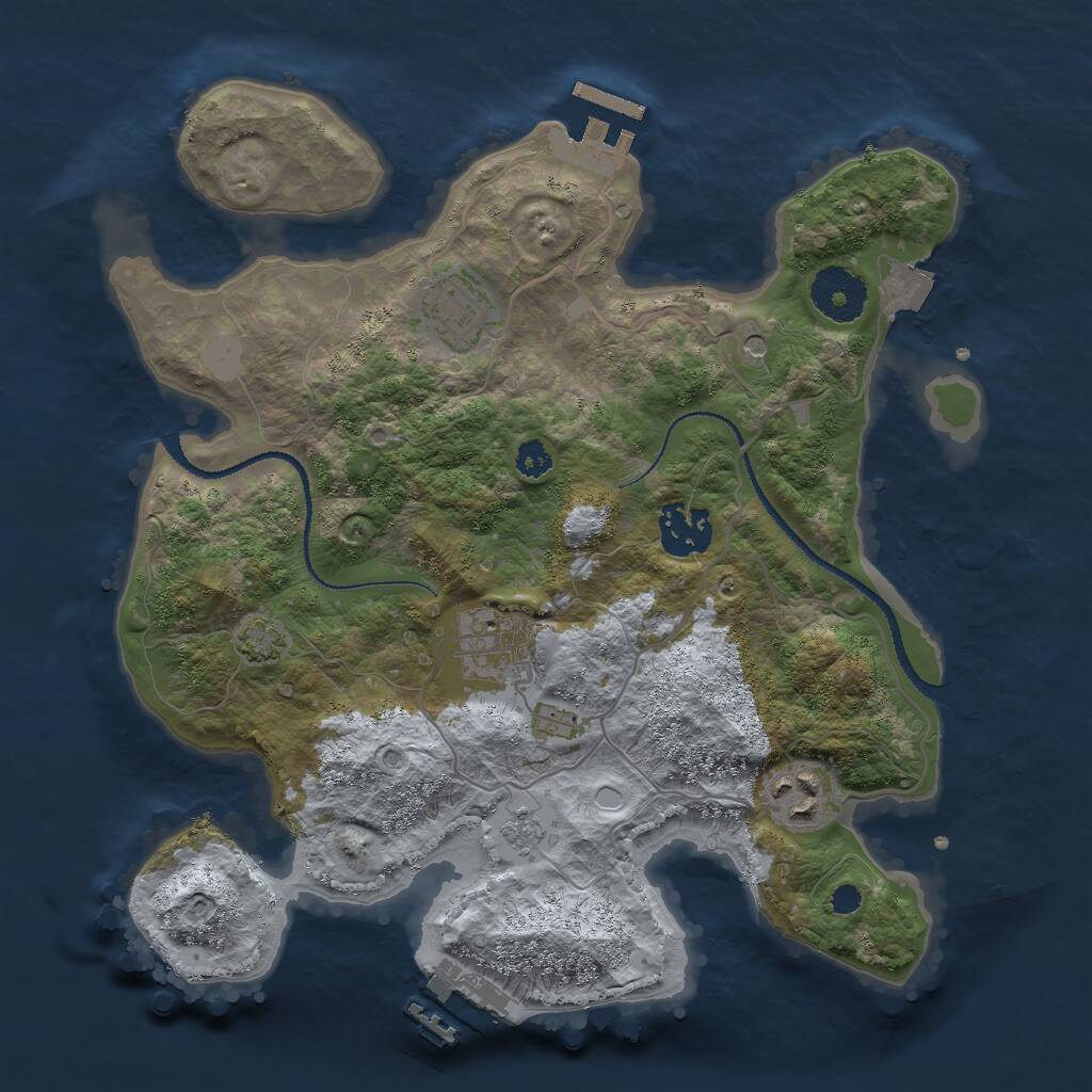 Rust Map: Procedural Map, Size: 3000, Seed: 766918, 10 Monuments