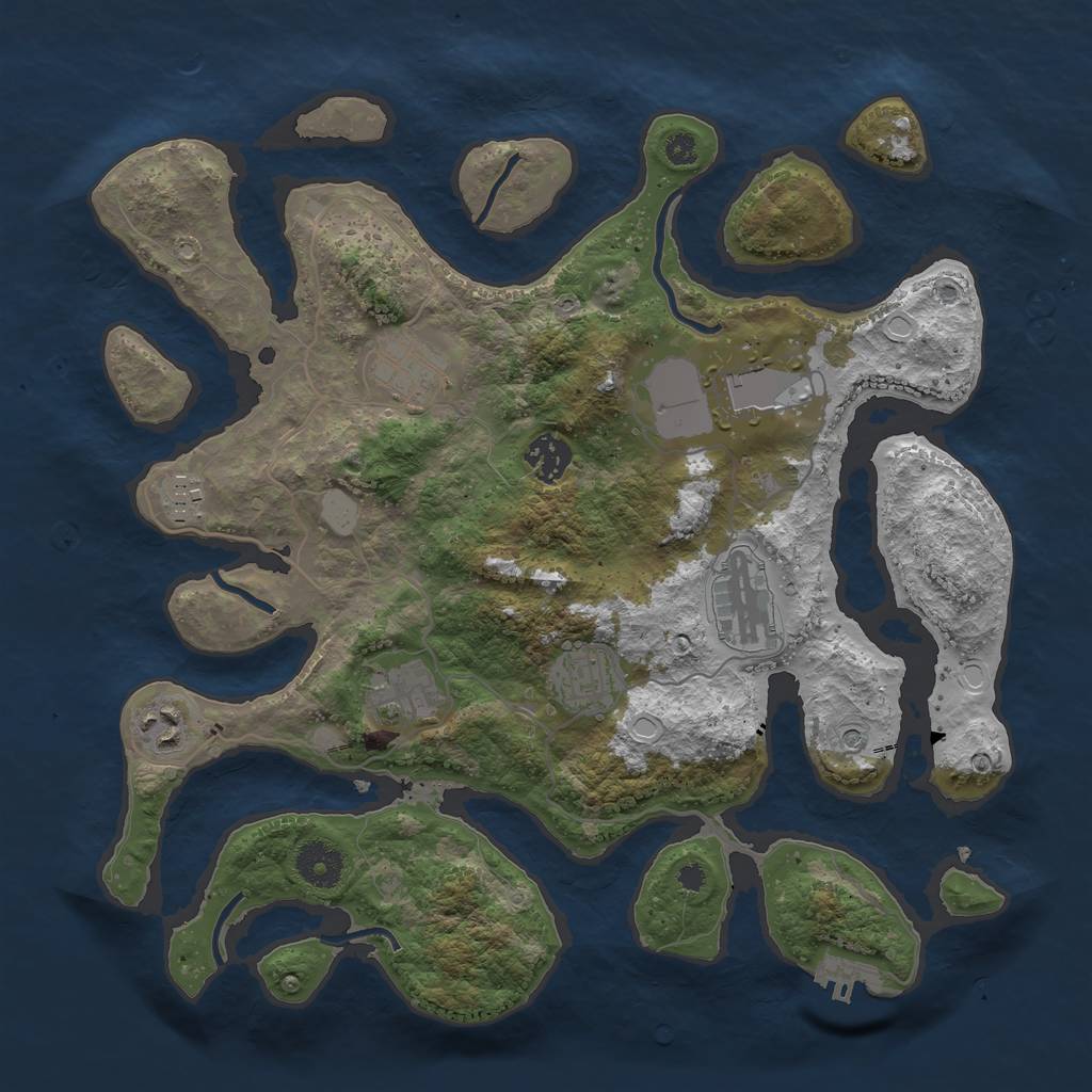 Rust Map: Procedural Map, Size: 3550, Seed: 387808, 15 Monuments