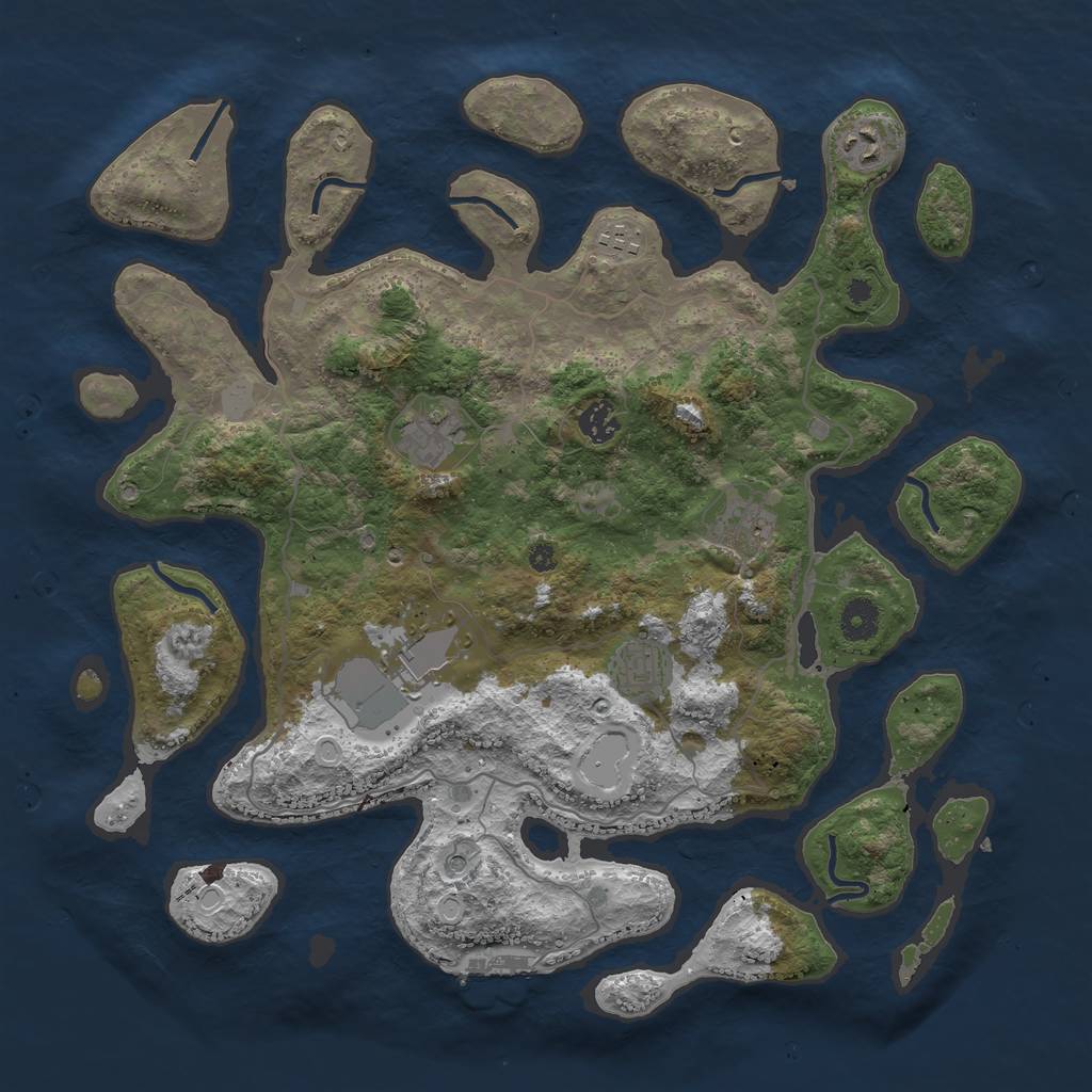 Rust Map: Procedural Map, Size: 4000, Seed: 71201, 14 Monuments