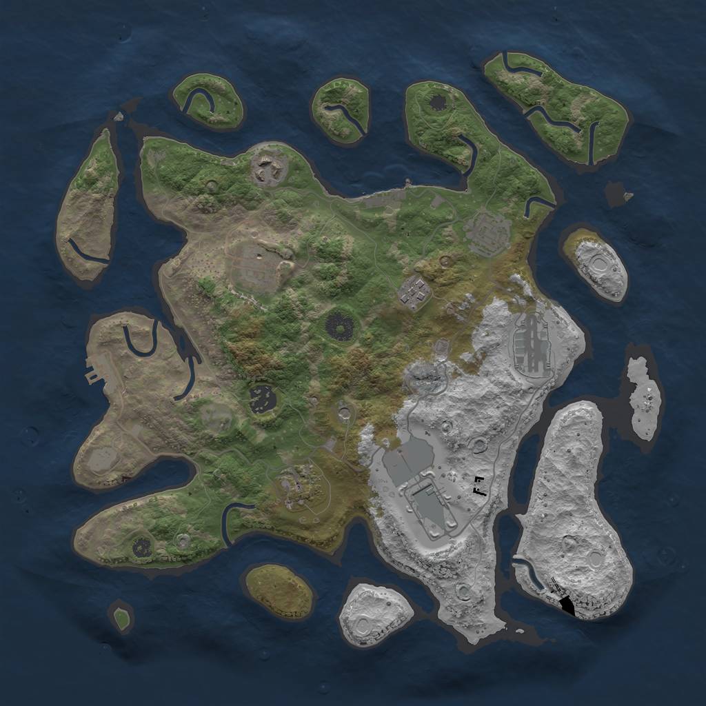 Rust Map: Procedural Map, Size: 3700, Seed: 190824148, 16 Monuments