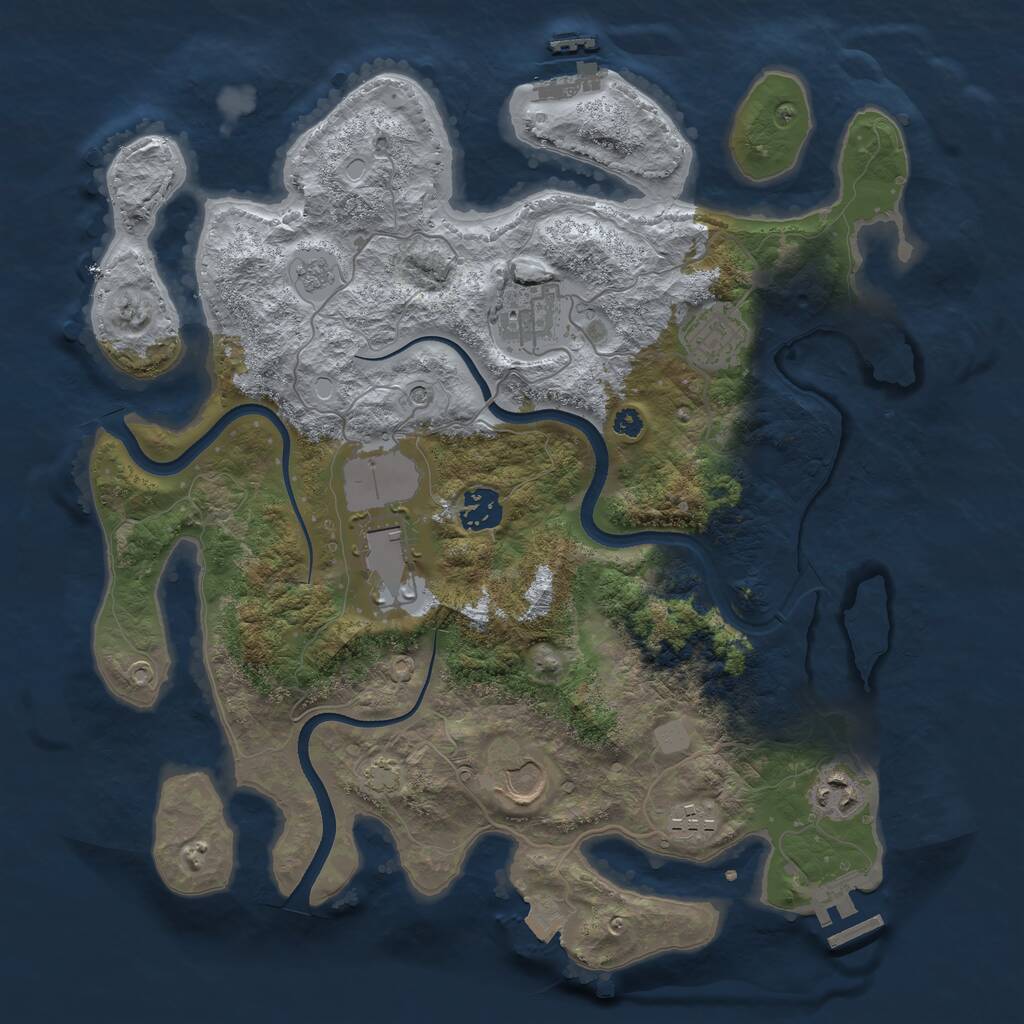 Rust Map: Procedural Map, Size: 3550, Seed: 708089, 13 Monuments