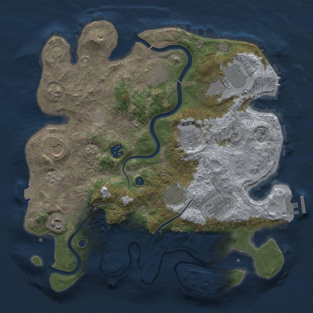 Rust Map: Procedural Map, Size: 3550, Seed: 113373, 14 Monuments