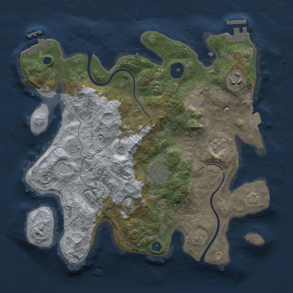Rust Map: Procedural Map, Size: 3000, Seed: 147258369, 10 Monuments