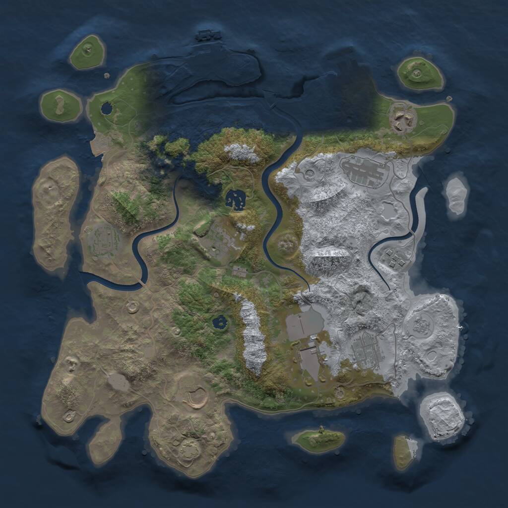 Rust Map: Procedural Map, Size: 3550, Seed: 416178, 15 Monuments
