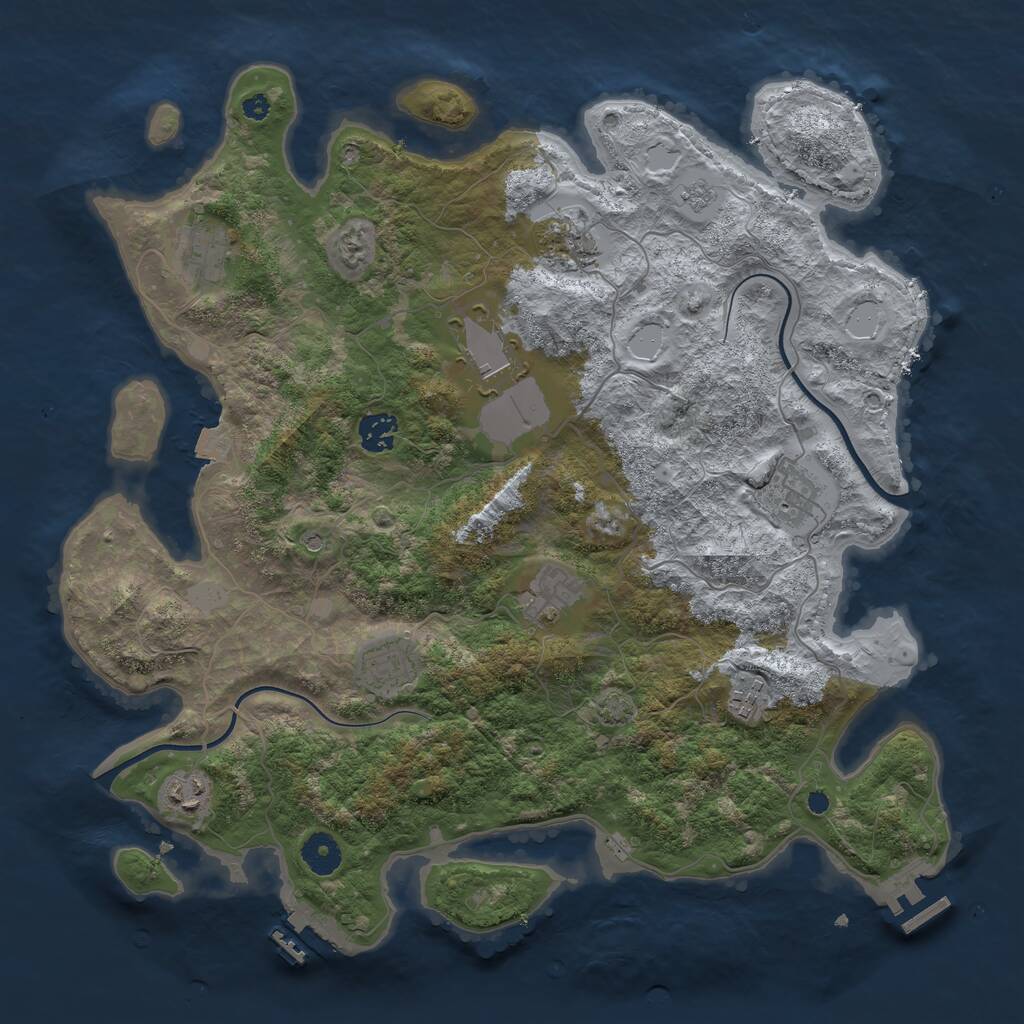 Rust Map: Procedural Map, Size: 3850, Seed: 79175761, 15 Monuments