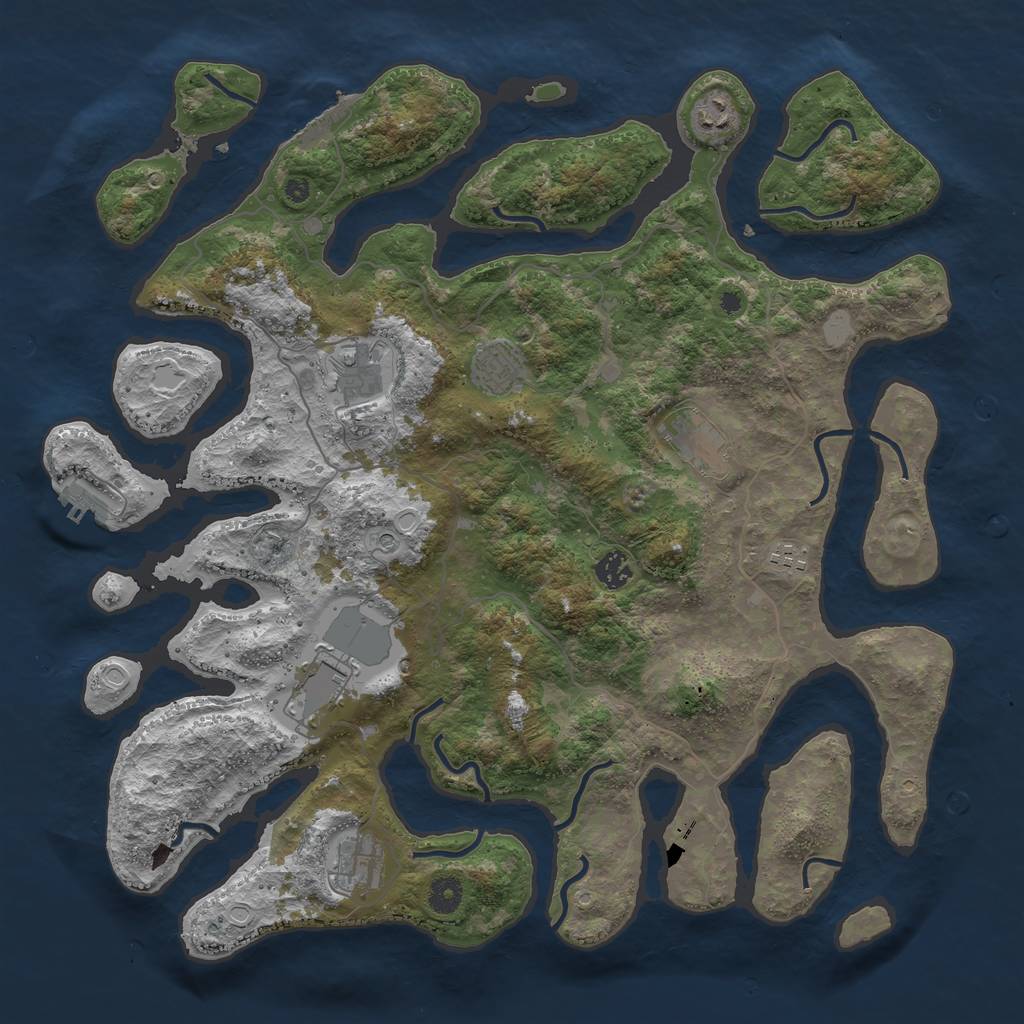 Rust Map: Procedural Map, Size: 4250, Seed: 1056182186, 16 Monuments