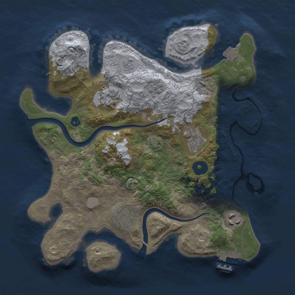 Rust Map: Procedural Map, Size: 3000, Seed: 275740, 10 Monuments