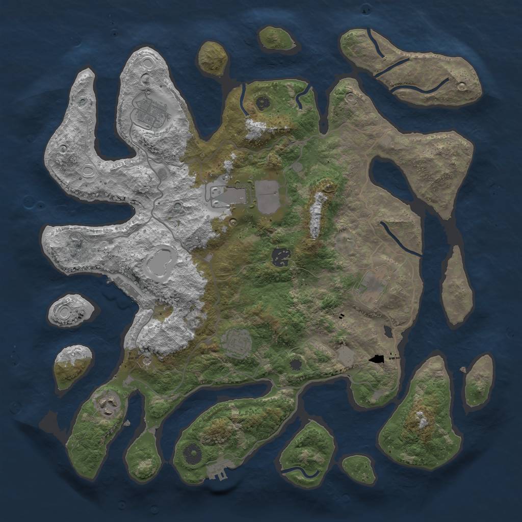 Rust Map: Procedural Map, Size: 4000, Seed: 2937465, 14 Monuments