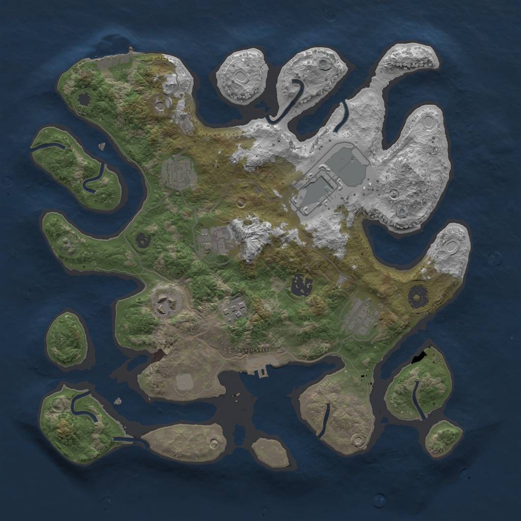 Rust Map: Procedural Map, Size: 3500, Seed: 512351, 15 Monuments