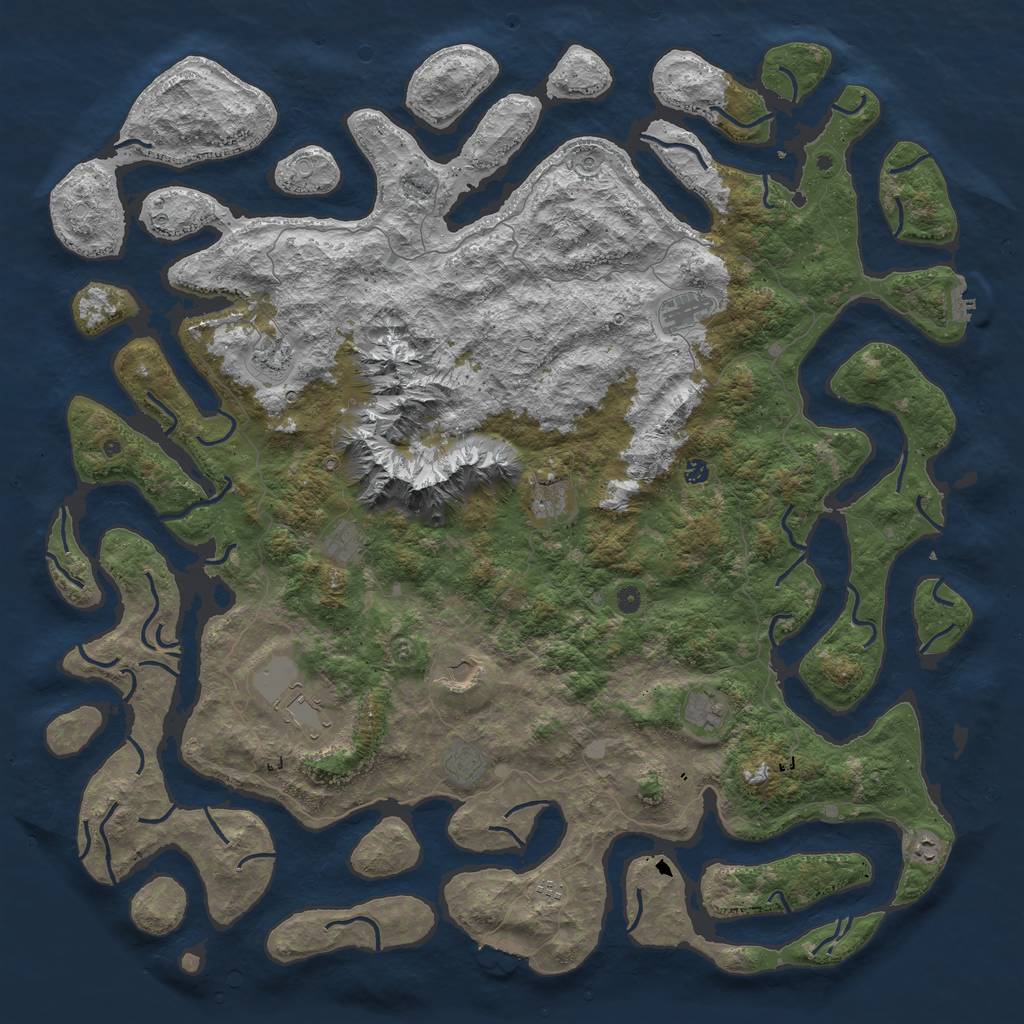 Rust Map: Procedural Map, Size: 6000, Seed: 104260424, 19 Monuments