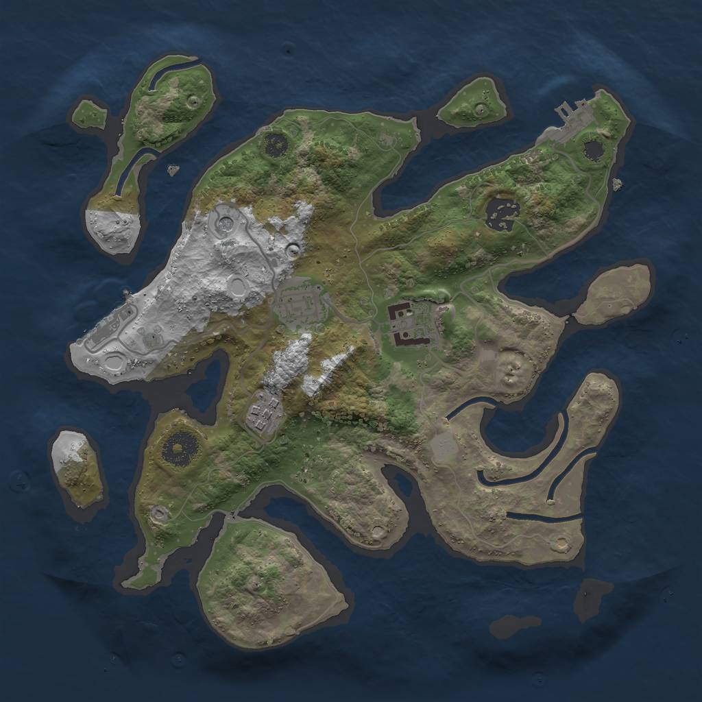 Rust Map: Procedural Map, Size: 3000, Seed: 1003742968, 12 Monuments