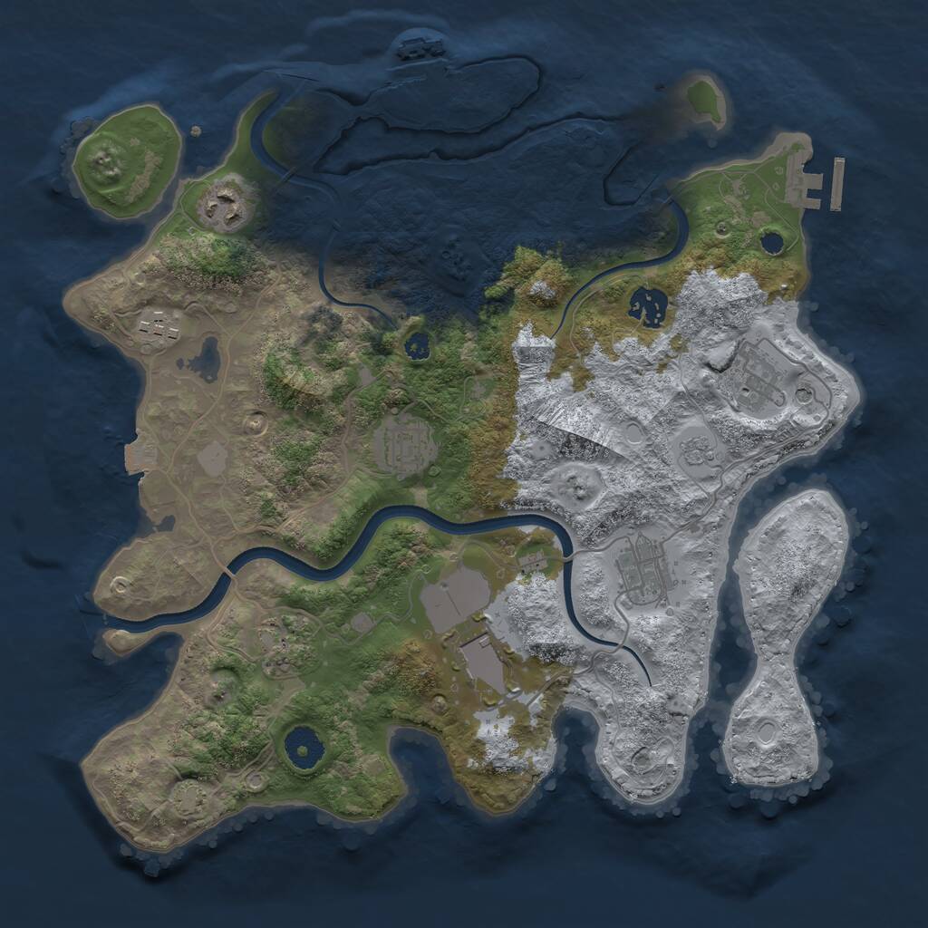 Rust Map: Procedural Map, Size: 3500, Seed: 284436113, 14 Monuments