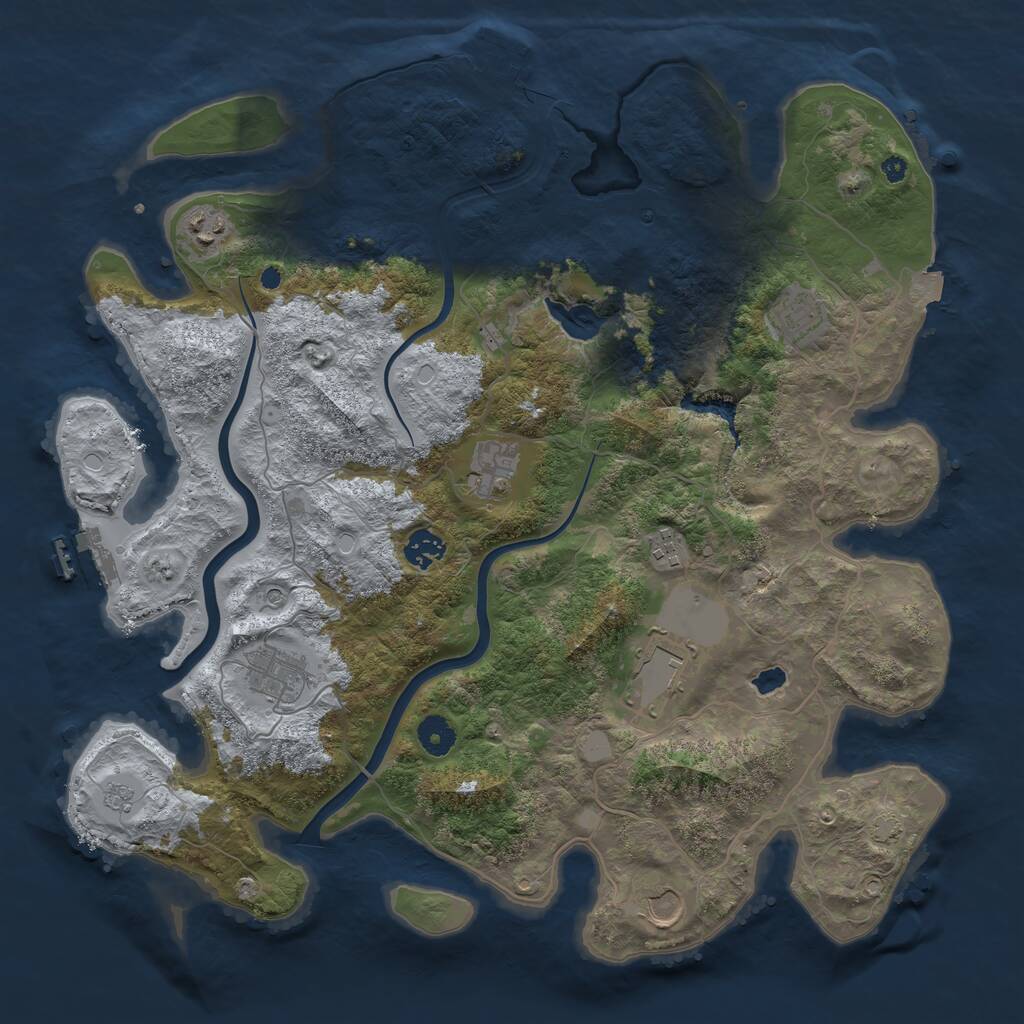 Rust Map: Procedural Map, Size: 4000, Seed: 1406936584, 14 Monuments
