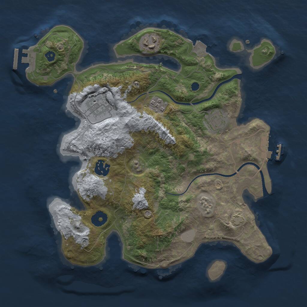 Rust Map: Procedural Map, Size: 3000, Seed: 677534, 9 Monuments