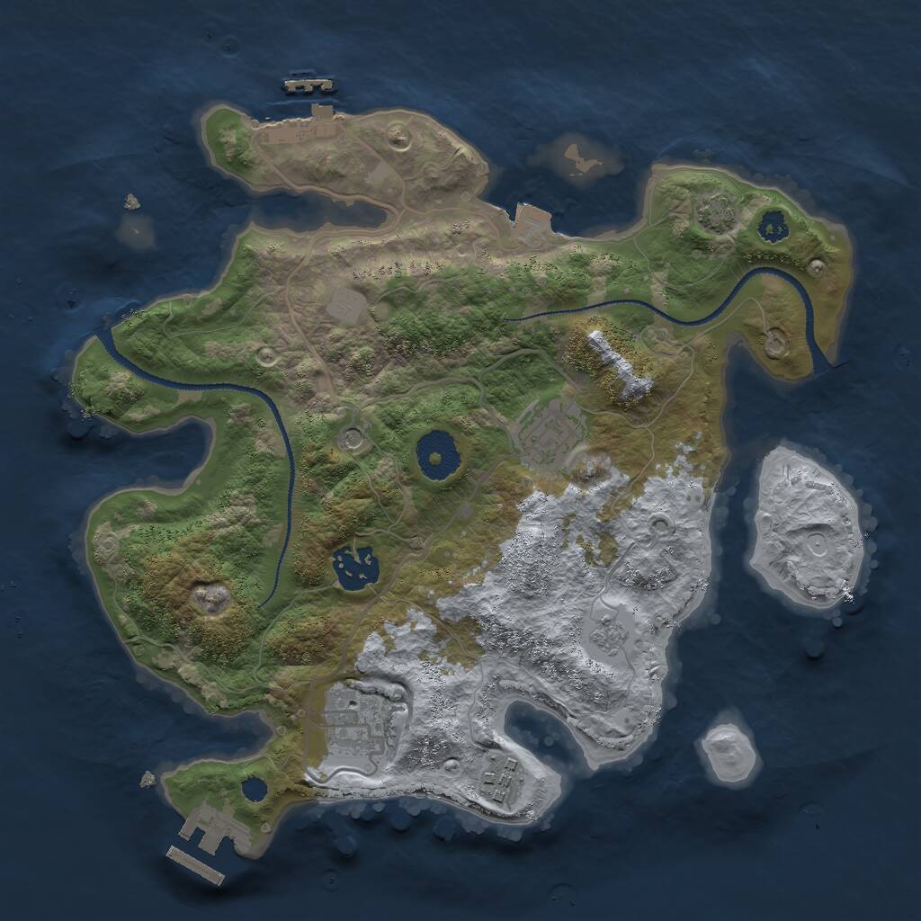 Rust Map: Procedural Map, Size: 3000, Seed: 932840, 10 Monuments