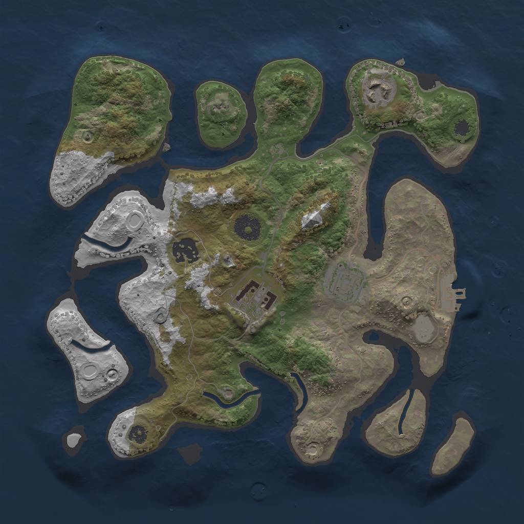 Rust Map: Procedural Map, Size: 3000, Seed: 443062, 10 Monuments